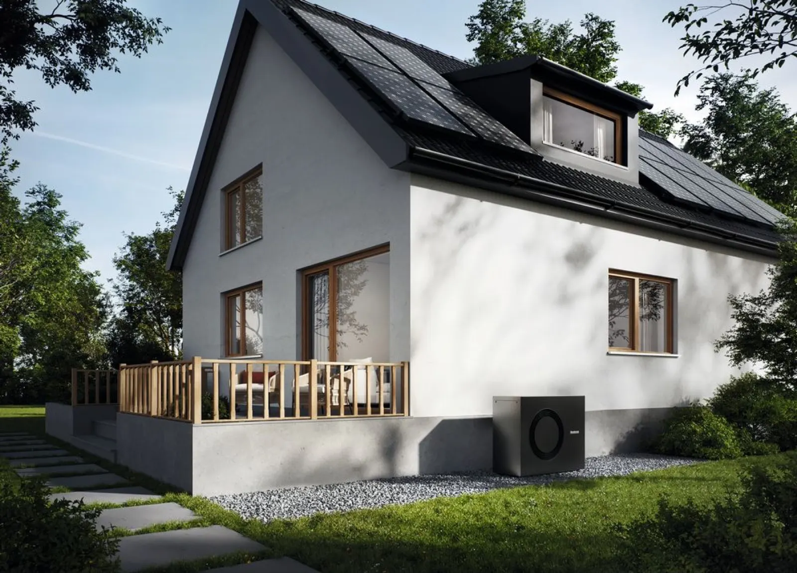Wärmepumpe als Teil eines ehoch7-Energiesystems mit Photovoltaik